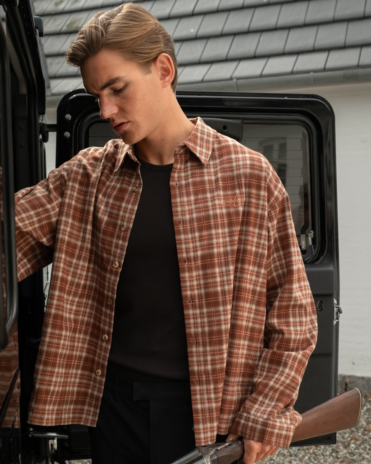 Checkered flannel shirt Bordeaux